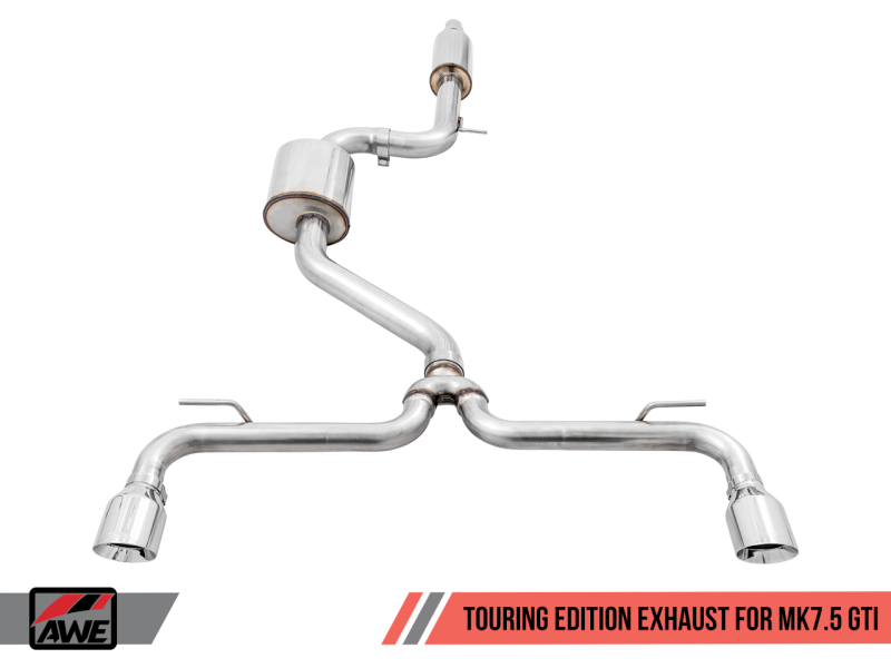 AWE Tuning Volkswagen GTI MK7.5 2.0T Touring Edition Exhaust w/Chrome Silver Tips 102mm - awdtuningtx