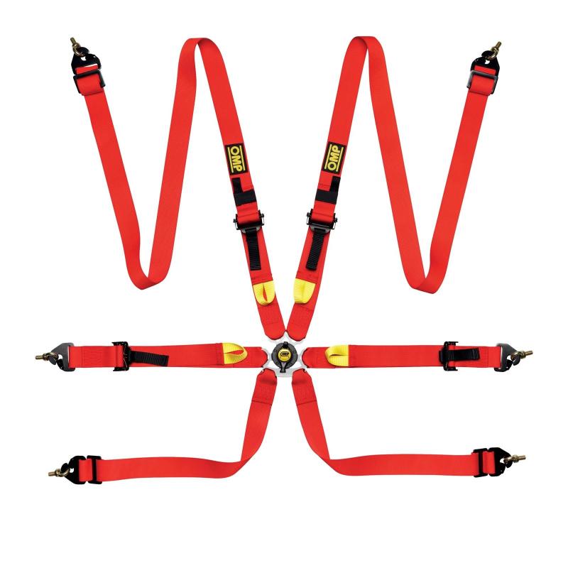 OMP Safety Harness First 2In Red (Fia 8853-2016) Pull Up - Steel Adj - awdtuningtx