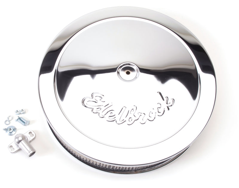 Edelbrock Air Cleaner Pro-Flo Series Round Steel Top Paper Element 14In Dia X 3 75In Dropped Base - awdtuningtx