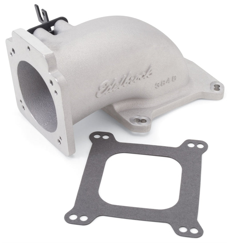 Edelbrock Low Profile Intake Elbow 90mm Throttle Body to Square-Bore Flange As-Cast Finish - awdtuningtx
