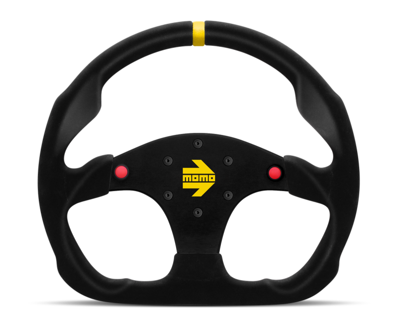 Momo MOD30 Buttons Steering Wheel 320 mm - Black Suede/Black Spokes/1 Stripe - awdtuningtx