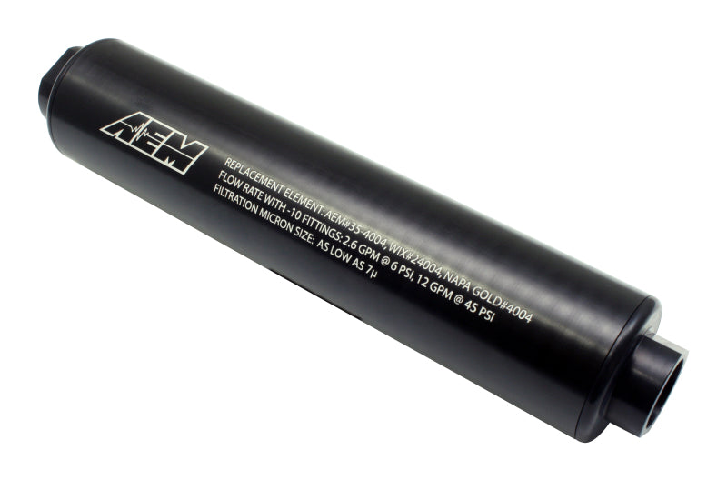AEM Universal High Flow -10 AN Inline Black Fuel Filter - awdtuningtx