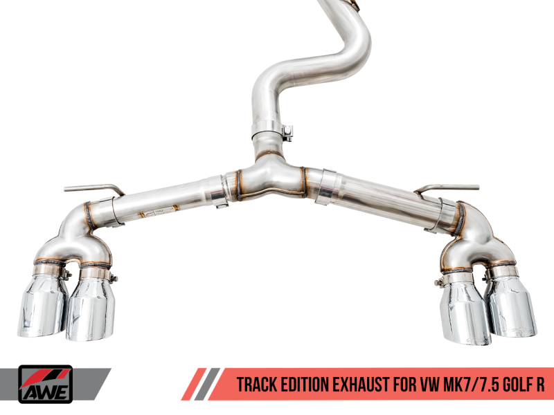 AWE Tuning Mk7 Golf R Track Edition Exhaust w/Chrome Silver Tips 102mm - awdtuningtx