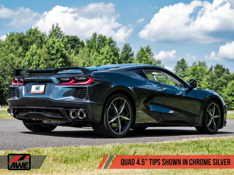 AWE Tuning 2020 Chevrolet Corvette (C8) Touring Edition Exhaust - Quad Chrome Silver Tips - awdtuningtx