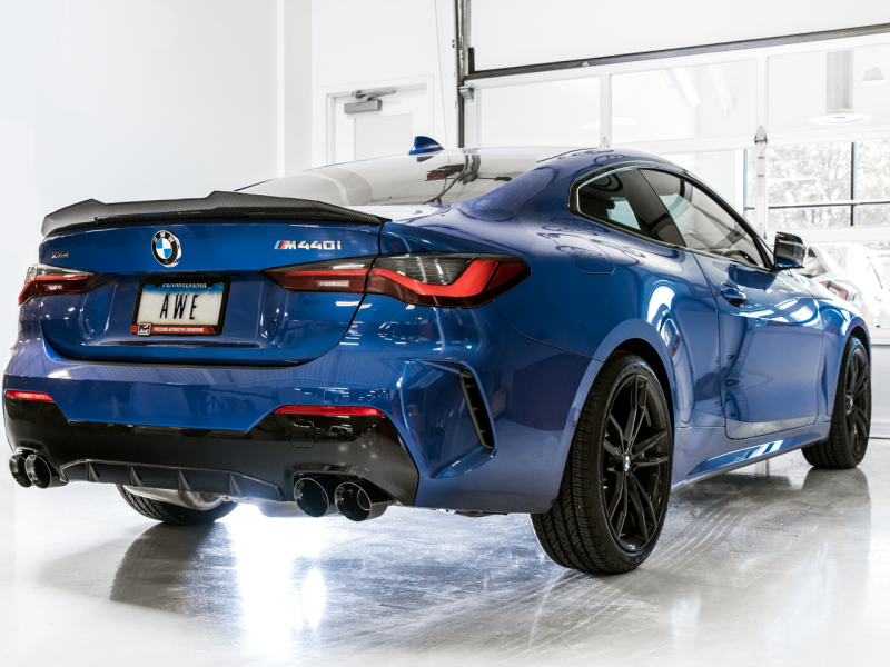 AWE Tuning 2019+ BMW M340i (G20) Resonated Touring Edition Exhaust - Quad Diamond Black Tips - awdtuningtx