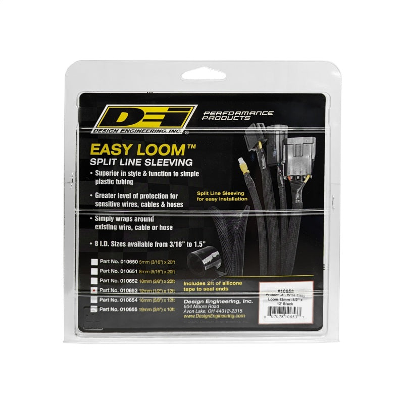DEI Split Wire Sleeve Easy Loom 13mm-1/2in x 12 Black - awdtuningtx
