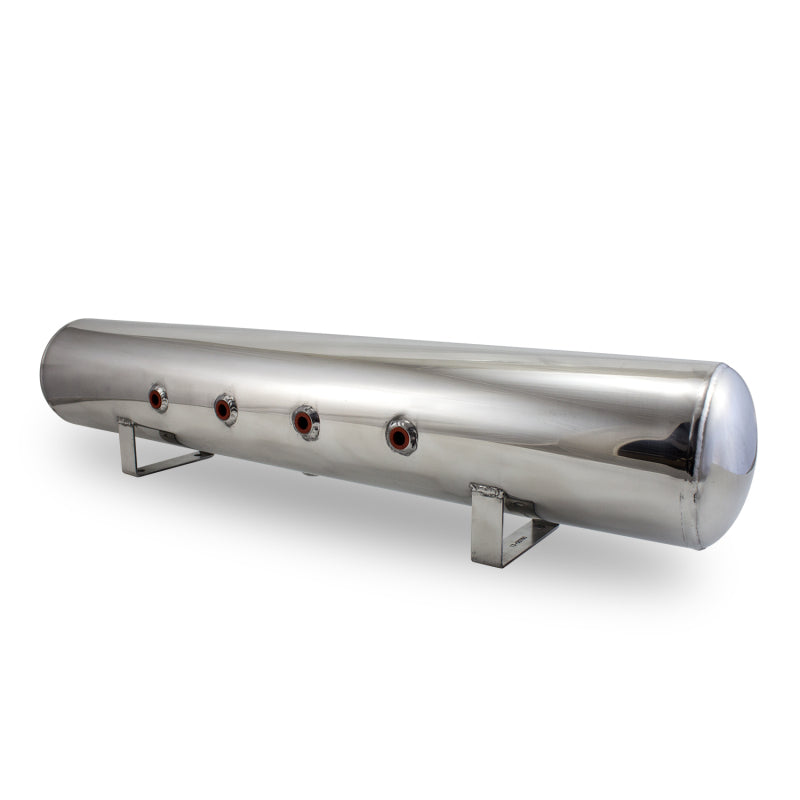 Air Lift 5 Gal Alum Air Tank - (4) 3/8in Face Ports & 1/4in Drain Port - 36in L X 6in D - Polished - awdtuningtx