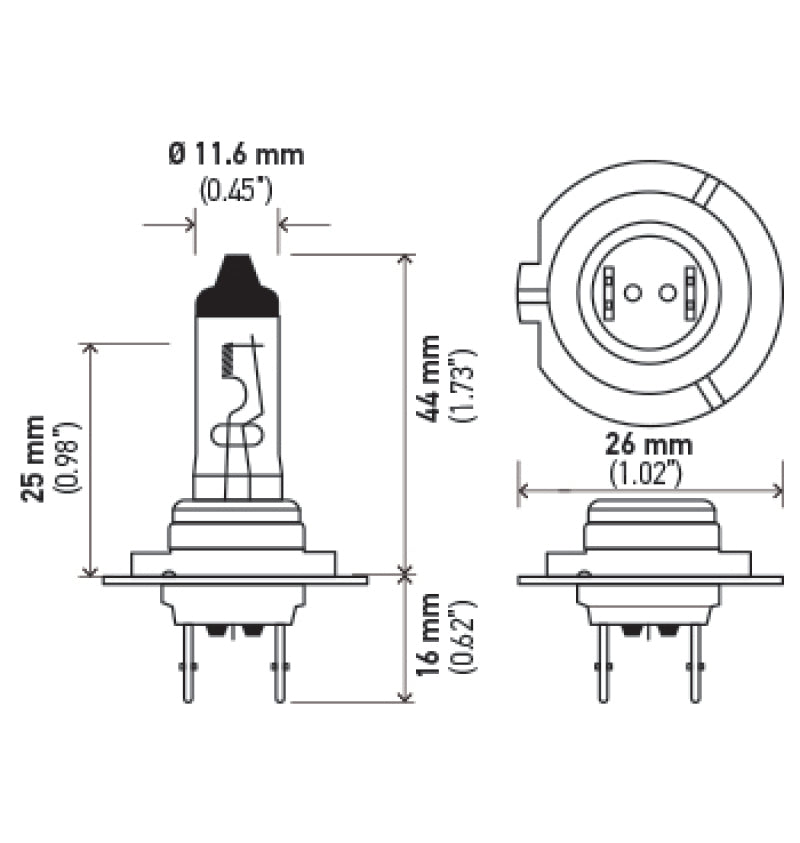 Hella H7 12V 55W PX26D HP 2.0 Halogen Bulbs - awdtuningtx