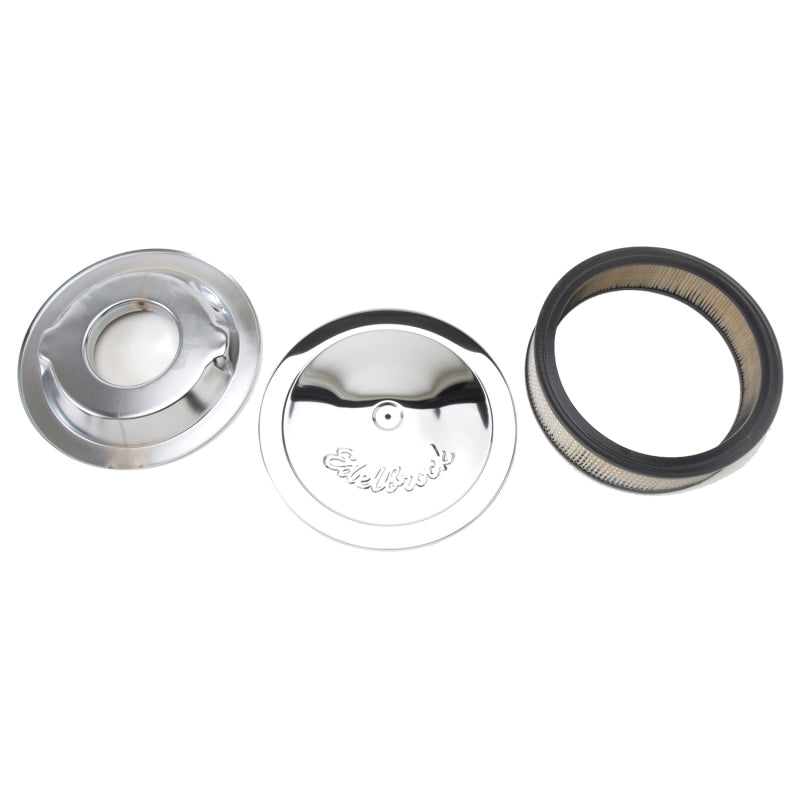 Edelbrock Air Cleaner Pro-Flo Series Round Steel Top Paper Element 14In Dia X 3 75In Dropped Base - awdtuningtx