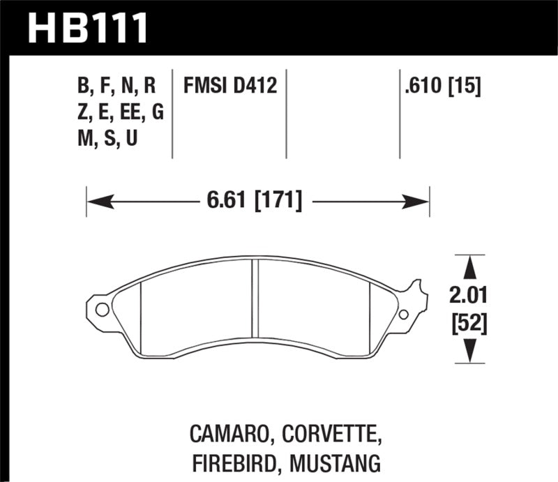 Hawk 94-04 Mustang Cobra / 88-95 Corvette 5.7L / 88-92 Camaro w/ Hvy Duty Brakes Front HP+ Street Br - awdtuningtx