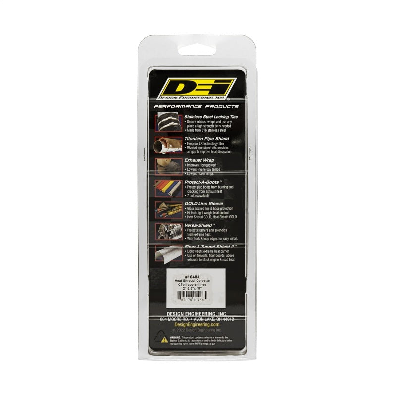 DEI Corvette C7 Oil Cooler Line Sleeves 2in - 2-1/2in x 18in Heat Shroud - awdtuningtx