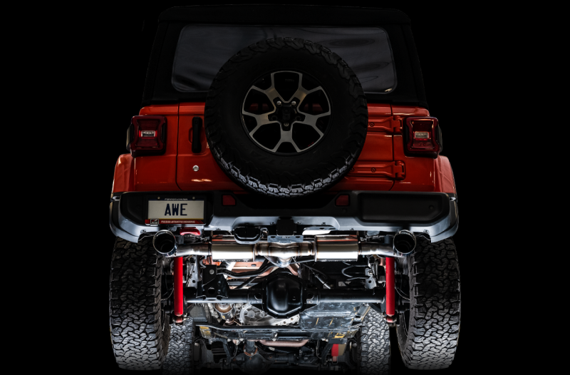 AWE Tuning 2018+ Jeep Wrangler JL/JLU Tread Edition Axle-Back Dual Exhaust - Diamond Black Tips - awdtuningtx