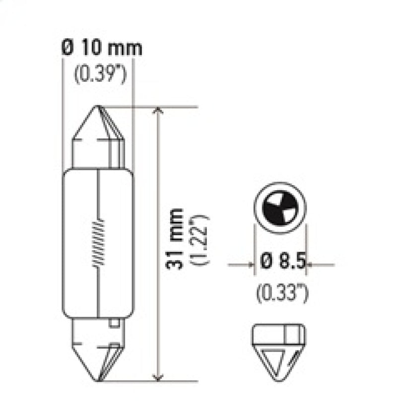 Hella Universal Clear 12V 10W 10x41mm T3.25 Bulb - awdtuningtx