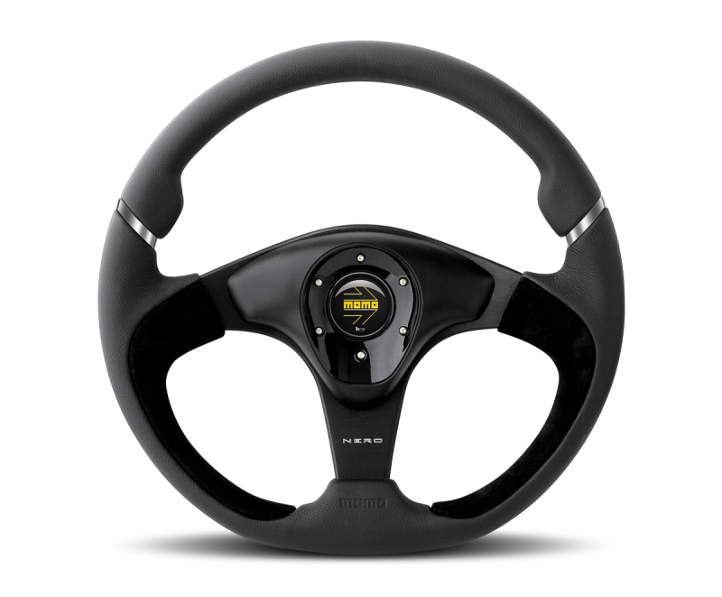 Momo Nero Steering Wheel 350 mm - Black Leather/Suede/Black Spokes - awdtuningtx
