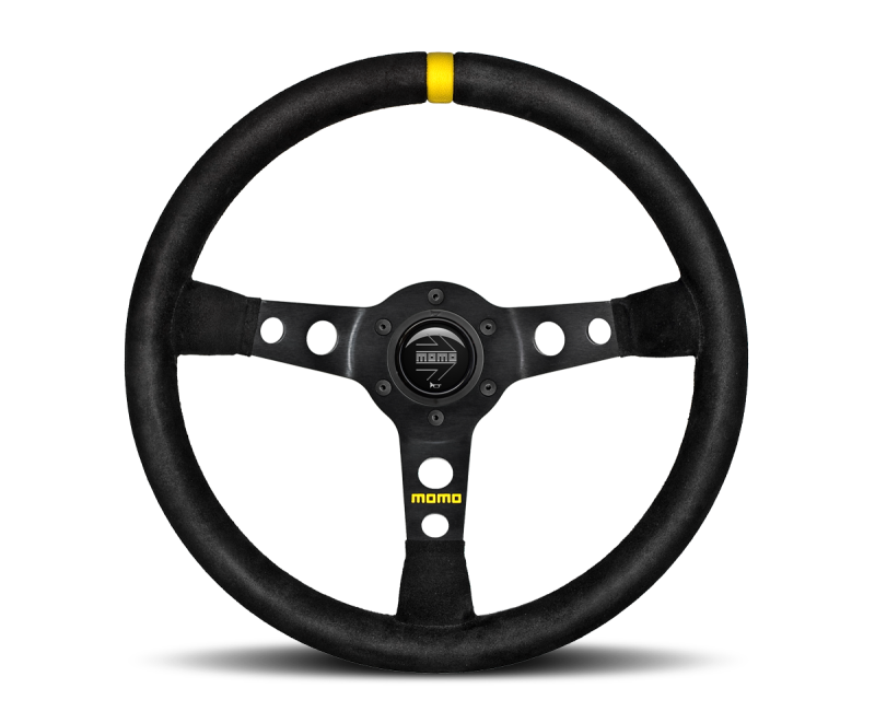 Momo MOD07 Steering Wheel 350 mm - Black Suede/Black Spokes/1 Stripe - awdtuningtx