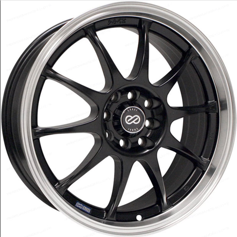 Enkei J10 15x6.5 4x100/108 38mm Offset 72.6mm Bore Dia Matte Black w/ Machined Lip Wheel - awdtuningtx