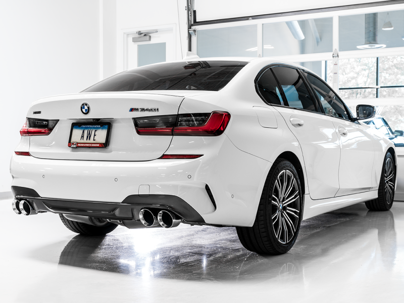 AWE Tuning 2019+ BMW M340i (G20) Non-Resonated Touring Edition Exhaust - Quad Chrome Silver Tips - awdtuningtx