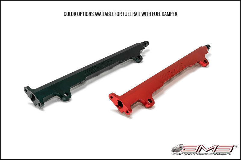AMS Performance 08-15 Mitsubishi EVO X CNC Machined Aluminum Fuel Rail w/Pulsation Dampener - Red - awdtuningtx