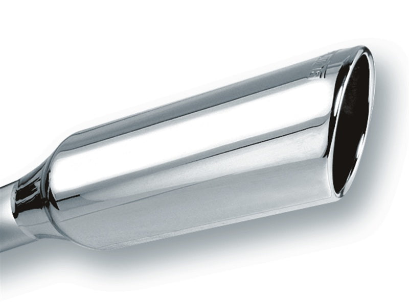Borla 2.25in Inlet 4in Round Rolled Angle Cut x 12in Long Embossed Exhaust Tip - awdtuningtx