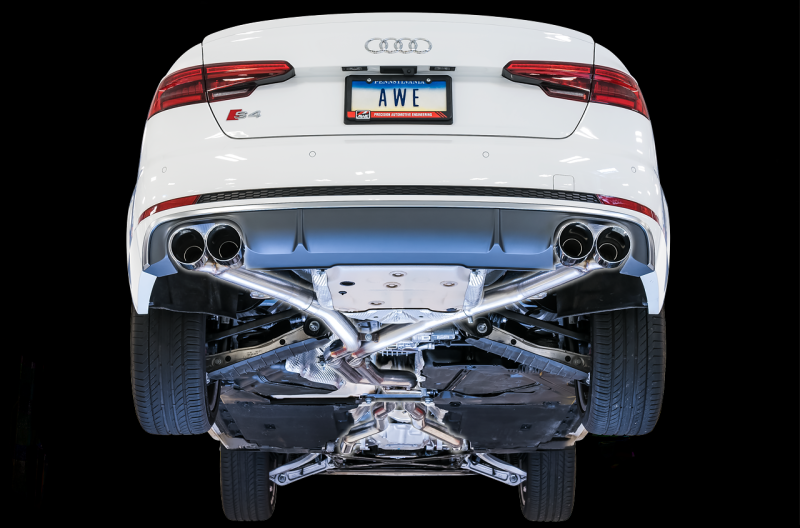 AWE Tuning Audi B9 S4 Track Edition Exhaust - Non-Resonated (Black 102mm Tips) - awdtuningtx