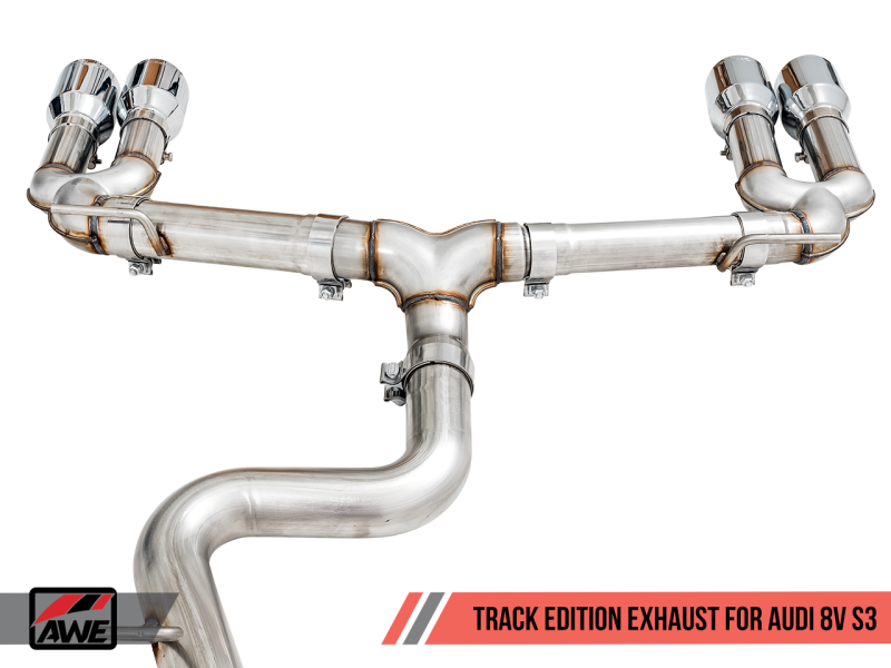 AWE Tuning Audi 8V S3 Track Edition Exhaust w/Diamond Black Tips 102mm - awdtuningtx