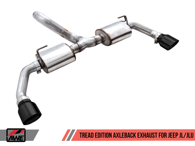 AWE Tuning 2018+ Jeep Wrangler JL/JLU Tread Edition Axle-Back Dual Exhaust - Diamond Black Tips - awdtuningtx