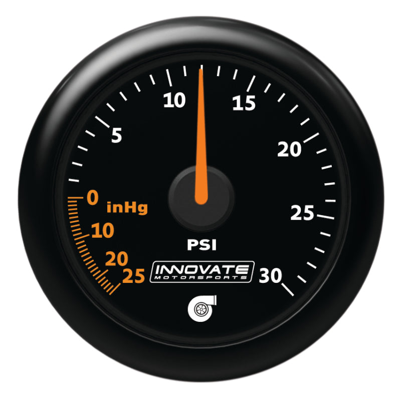Innovate MTX Analog 30 PSI Vacuum/Boost Gauge Kit - Black Faceplate - awdtuningtx