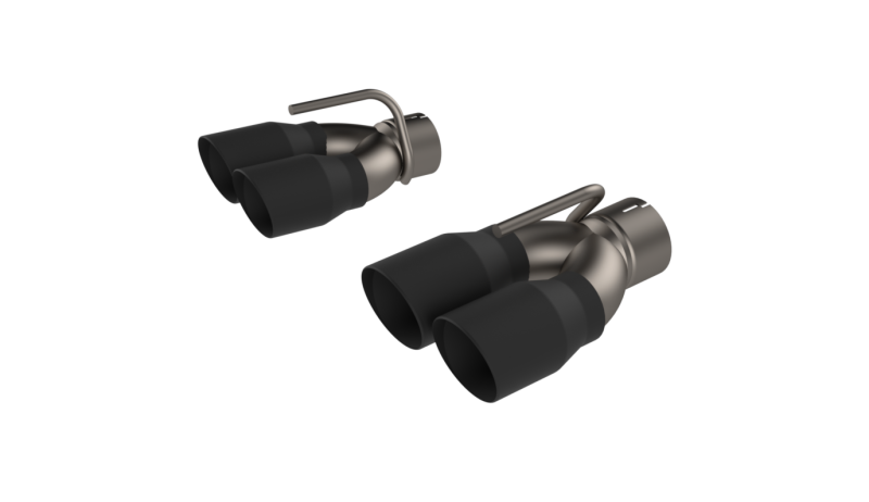 QTP 15-18 Dodge Challenger 6.2L/6.4L 304SS Screamer Exhaust 3in Quad Tip Adapter w/Black Tips - awdtuningtx