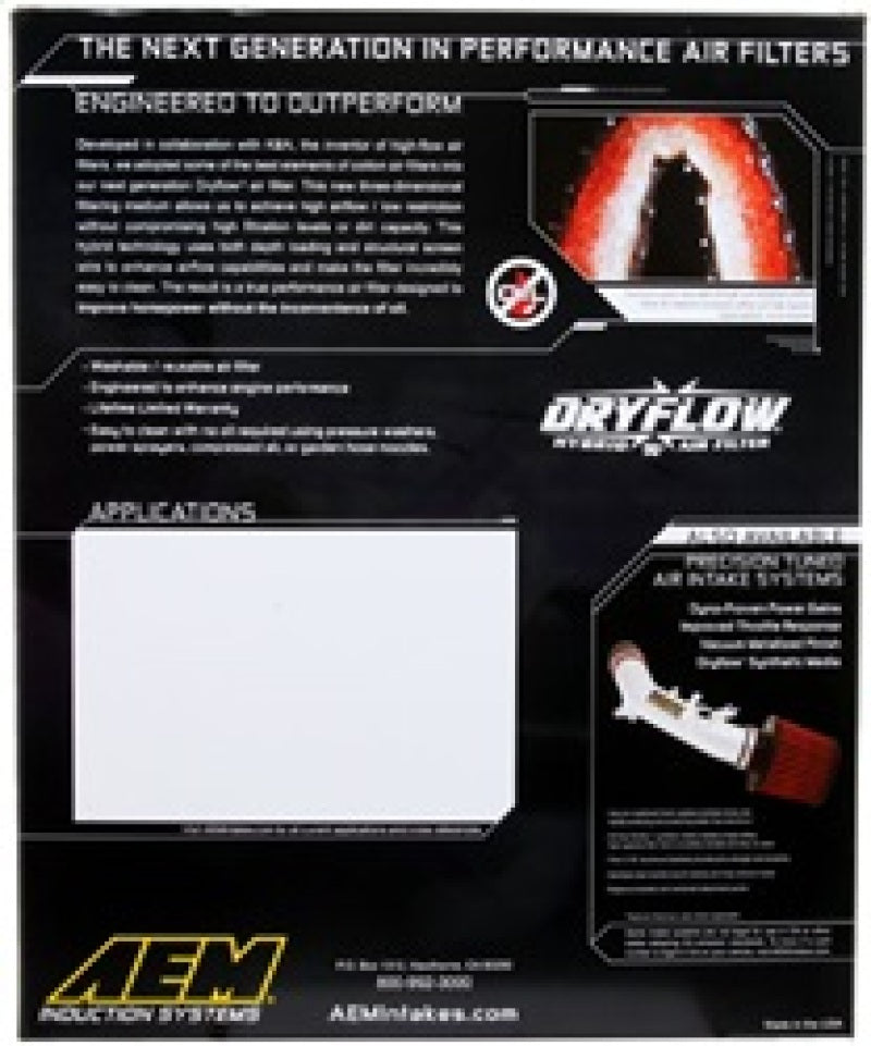 AEM 11 Dodge Challenger/Charger/300C 14.438in O/S L x 9.125in O/S W x 1.75in H DryFlow Air Filter - awdtuningtx