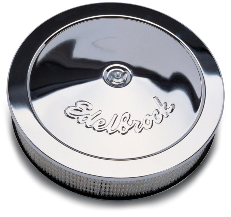 Edelbrock Air Cleaner Pro-Flo Series Round Steel Top Paper Element 14In Dia X 3 313In Chrome - awdtuningtx
