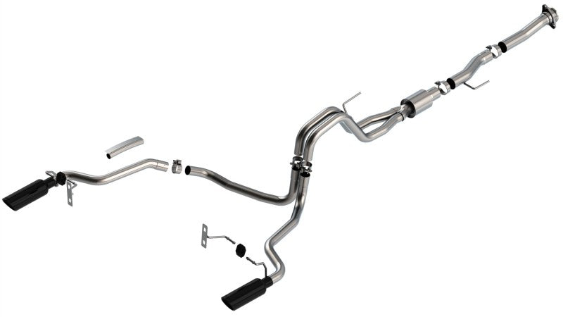 Borla F-150 2021 5.0L 2dr RC SB (122.8 WB) XL/XLT 3/2.25 SRE Cat-Back ATAK Black Chrome Tips - awdtuningtx