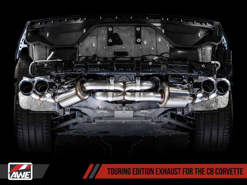 AWE Tuning 2020 Chevrolet Corvette (C8) Touring Edition Exhaust - Quad Chrome Silver Tips - awdtuningtx