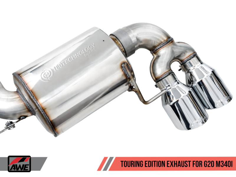 AWE Tuning 2019+ BMW M340i (G20) Non-Resonated Touring Edition Exhaust - Quad Chrome Silver Tips - awdtuningtx