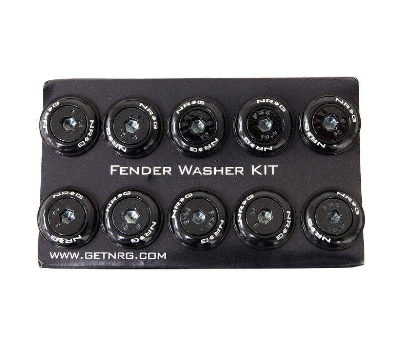 NRG Fender Washer Kit w/Color Matched M6 Bolt Rivets For Plastic (Black) - Set of 10 - awdtuningtx