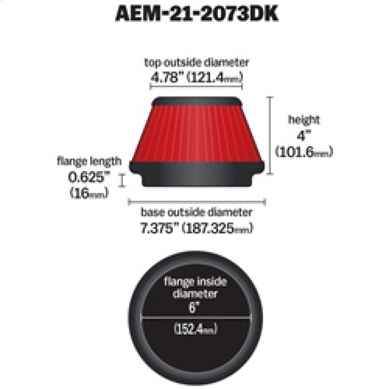 AEM 5 inch x 5 inch DryFlow Air Filter - awdtuningtx