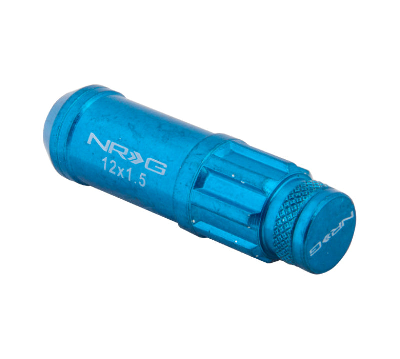 NRG 700 Series M12 X 1.5 Steel Lug Nut w/Dust Cap Cover Set 21 Pc w/Locks & Lock Socket - Blue - awdtuningtx