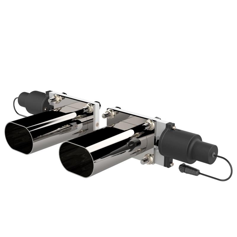 QTP Bolt-On QTEC Dual Low Profile Oval Electric Cutout Valves - Pair - awdtuningtx