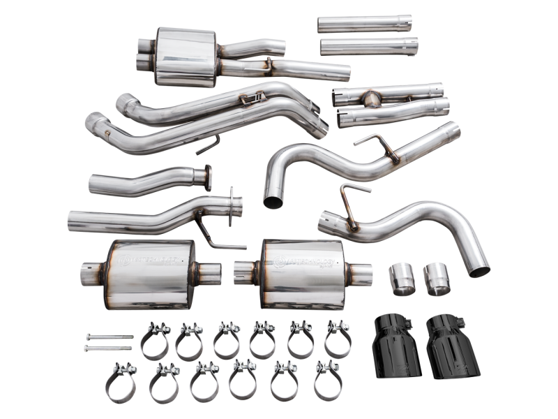 AWE 16-22 Toyota Tacoma 0FG Catback Exhaust w/ BashGuard - Dual Diamond Black Tips - awdtuningtx