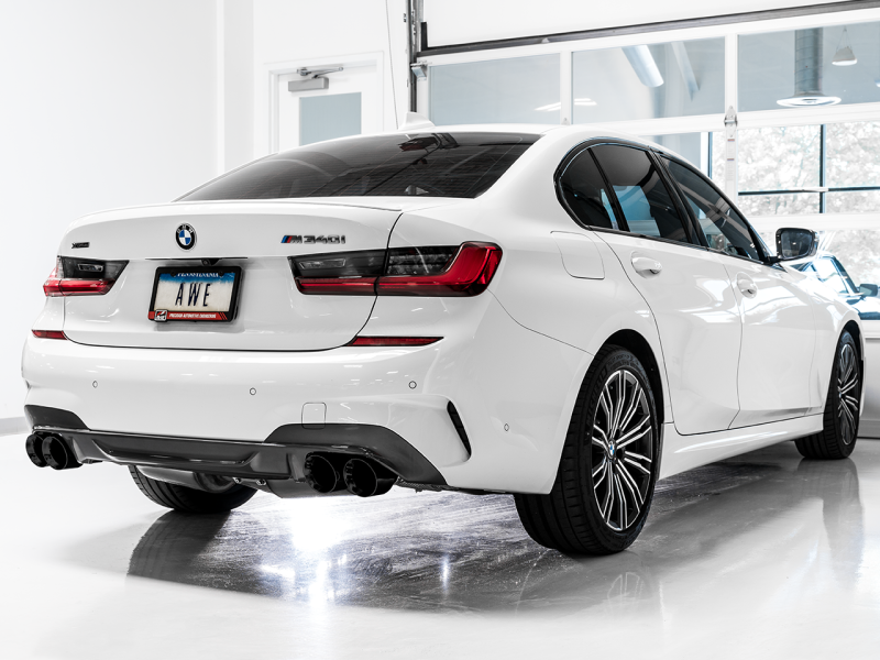 AWE Tuning 2019+ BMW M340i (G20) Resonated Touring Edition Exhaust - Quad Diamond Black Tips - awdtuningtx
