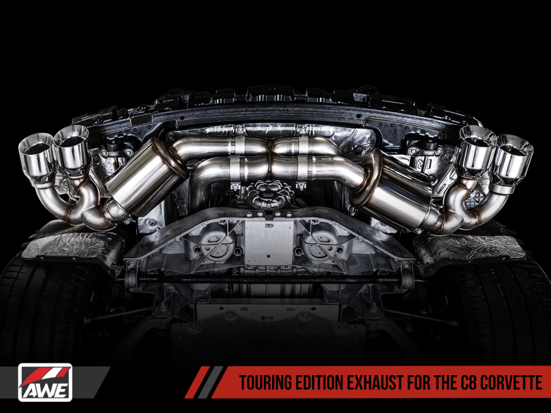 AWE Tuning 2020 Chevrolet Corvette (C8) Touring Edition Exhaust - Quad Chrome Silver Tips - awdtuningtx