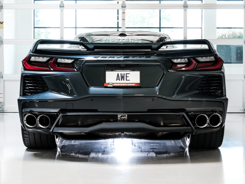 AWE Tuning 2020 Chevrolet Corvette (C8) Touring Edition Exhaust - Quad Chrome Silver Tips - awdtuningtx