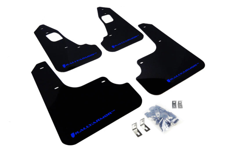 Rally Armor 08-17 Mitsubishi EVO X Black UR Mud Flap w/ Blue Logo - awdtuningtx