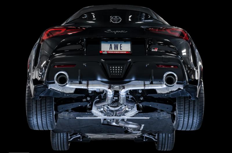 AWE Tuning 2020 Toyota Supra A90 Track Edition Exhaust - 5in Chrome Silver Tips - awdtuningtx
