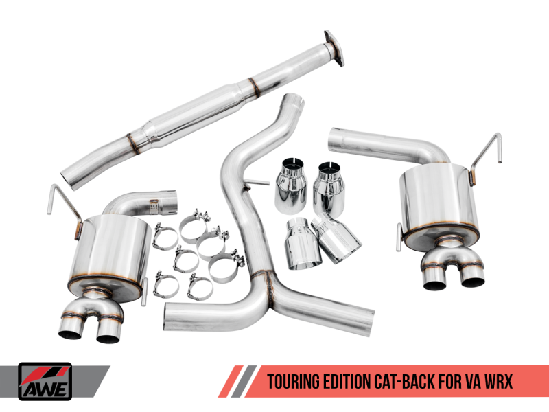AWE Tuning 2015+ Subaru WRX VA Sedan Touring Edition Exhaust - Chrome Silver Tips (102mm) - awdtuningtx