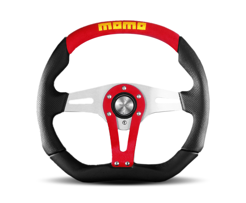 Momo Trek Steering Wheel 350 mm - 4 Black AirLeather/Brshd Al Spokes - awdtuningtx