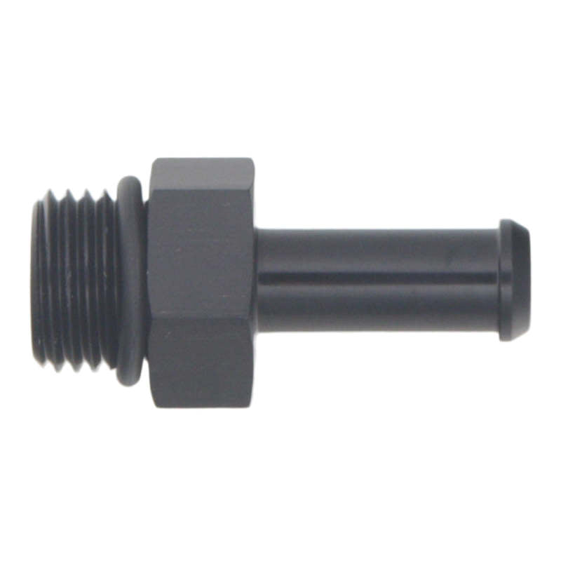 DeatschWerks 6AN ORB Male to 5/16in Male Barb Fitting (Incl O-Ring) - Anodized Matte Black - awdtuningtx