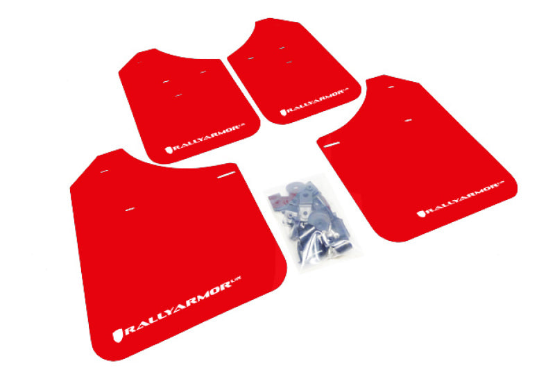 Rally Armor 02-07 Subaru WRX/STI/RS/2.5i (Wagons Req. Mod.) Red UR Mud Flap w/ White Logo - awdtuningtx
