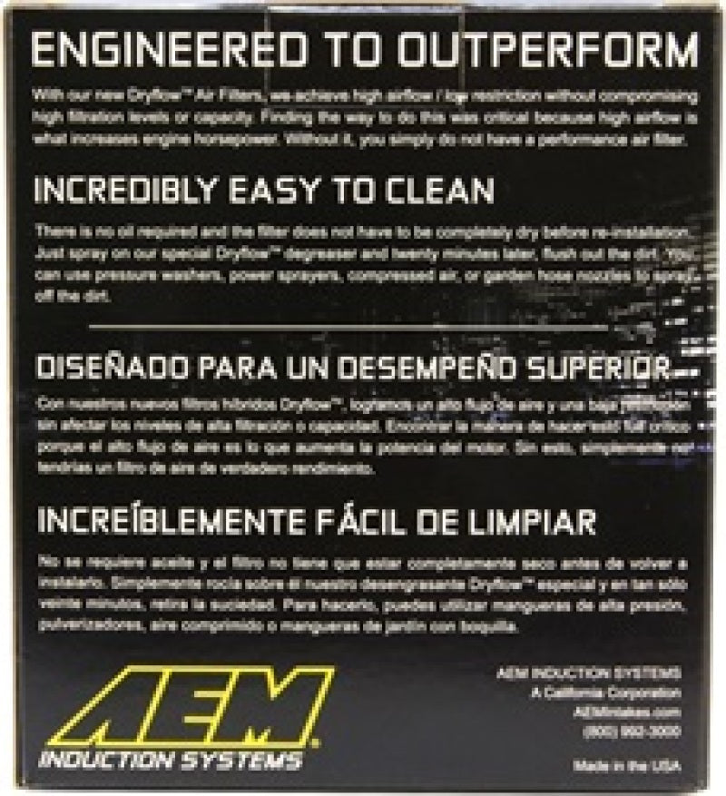 AEM 2.75 inch Short Neck 5 inch Element Filter Replacement - awdtuningtx