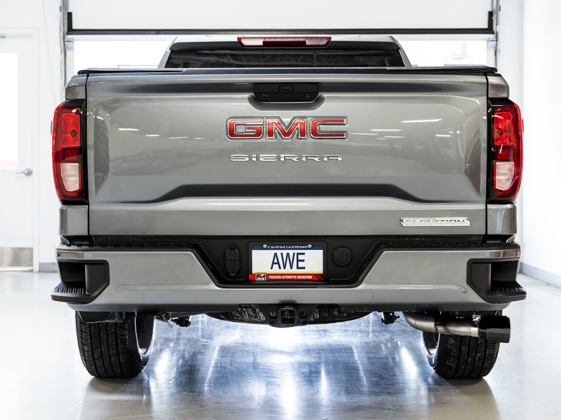 AWE Tuning 4th Gen GM 1500 5.3L 0FG Catback Dual Side Exit (Flat Bumper) - Diamond Tips - awdtuningtx