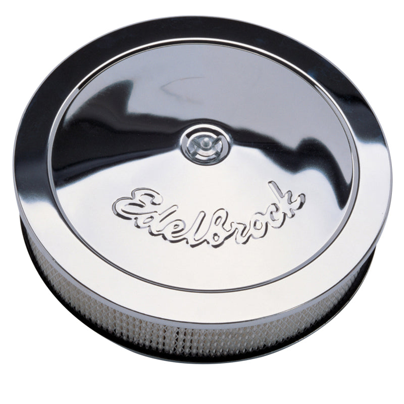 Edelbrock Air Cleaner Pro-Flo Series Round Steel Top Paper Element 14In Dia X 3 313In Chrome - awdtuningtx